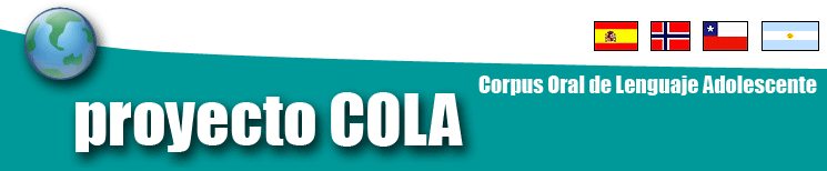 Historisk banner med teksten Proyecto COLA, Corpus Oral de Lenguaje Adolescente